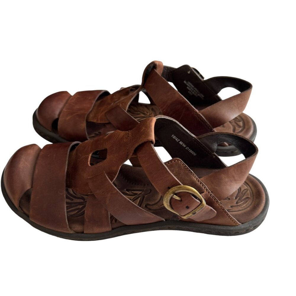 Born Size 10 Leather Carys Fisherman Sandals Classic Timeless Adjustable Brown - Picture 4 of 13
